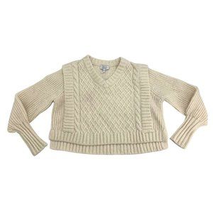 & Other Stories | Women's Knit Cropped V-Neck Sweater | Cream | Size S